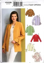 Vogue V9338 Misses Light Jacket Size 6 to 14 Uncut Sewing Pattern