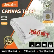 300X400cm Waterprood Tarpaulin Tarp Camping Tarps Heavy Duty White Canvas Cover