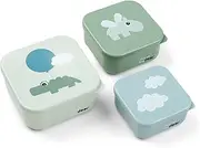 Done by Deer Happy Clouds Snack Box Set of 3 Green Practical Snack Boxes in Three Different Sizes Box: 100% PP, Lid: 100% Polyethylene Food Grade