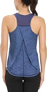 KiRYu Womens Workout Tops for Women Racerback Tank Tops Mesh Yoga Shirts Athletic Running Tank Tops Sleeveless Gym Clothes Royal Blue