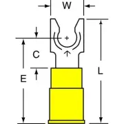 3m Fork Terminl,Lckng,1/4in Stud,Yellw,PK50 MV10-14FLX 3m MV10-14FLX