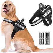 Reflective Dog Harness, Anti-Slip No Pull Dog Vest Harness with 8Pcs Dog Patches, Adjustable In Training Service Pet Harness for All Breeds, 3 Ring No-Choke Pet Oxford Vest for Small Medium Large Dogs