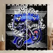 Feelyou Kids Dirt Bike 30%-50% Blackout Curtains Extreme Sports Darkening Drapes Boys Girls Racing Motocross Window Curtains Motorcycle Teens Window Treatments Bedroom Decor (2 Panels, 42 x 63 Inch)