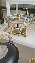 WENMILY Chafing Dish for Buffet Set, 5L 2 Packs Buffet Servers and Warmers Set with Lid Holder, Gold and Silver Stainless Steel Round Chafers for Catering, Food Warmers for Any Party, Dinners, Wedding
