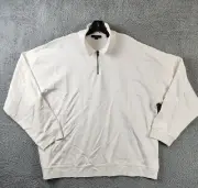 Vince French Terry Quarter Zip Sweatshirt Men's XXL White Long Sleeves