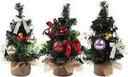 YSHIGUING 3Pcs Small Christmas Trees Artificial Frost Trees Xmas Tree Stand Mini Christmas Tree with Base Tabletop Trees Christmas Desk Tree Crafts Pine Tree for Desk Table Tops Christmas Decorations