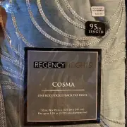 Regency COSMA 95" Rod Pocket/Back Tab Window Curtain Panel Silver Embroidered