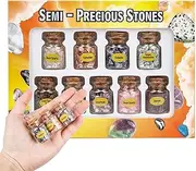 Gemstones Bottles Chips Crystal,Crystal Wishing Bottle Different Gemstones Bottle | Natural Tumbled Stones Set Chip Home Decor for Meditation & Collection