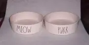 Rae Dunn Small Pet Food Bowl MEOW PURR Dish Cat NEW