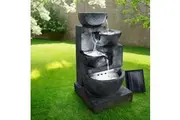 Gardeon Solar Water Feature Cascading Fountain 4-Tier Bowl LED Lights 72CM Blue