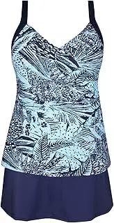 [JINXUEER] Plus Size Swimsuits Ruched Modest Swimdress Floral Tankini Swimwear Two Piece Skirt Bathing Suit for Women