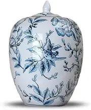 Vases Ceramic Vase New Chinese Style Retro Painted Porcelain Vases Large Stoneware Decor Flower Vase Home Living Room Dining Table Decoration Ornament Vases for Decor- High: 26cm