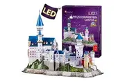 CubicFun 3D LED Castle Puzzles for Adults and Kids, Germany Architectures Building Model Kits Toys Gifts for Women and Men, Multi-Color Lights Neuschwanstein Castle 128 Pieces