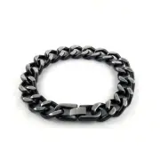 Men's Stainless Steel Black Heavy Thick Link Cuban Curb Chain Bracelet 8.5"
