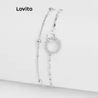 在飛比找蝦皮商城優惠-Lovito 優雅素戒指防過敏S925鍍銀禮品帶天鵝絨袋手鍊