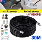 Sewer Jetter Kit 30M Pressure Washer Drain Line Cleaner Hose 1/4 Jetting Nozzle