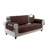 Sofa Slipcover Waterproof Couch Cover Non-Slip Sofa Cover for 1/2/3 Cushion Couch Seamless Whole Piece Fabric Furniture Protector for Pets Kids Children Dog Cat, Brown