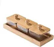 Food Platters with Lids Food Tray Bamboo Divided Fruit Tray with Lid,Wooden Divided Serving Tray with Lid,Square Snack Serving Tray,Snack Organizer Fruit Platter Tray for Parties,Candy Storage Box 3