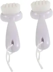 MERRYHAPY Ergonomic Long Handle Face Wash Brush 2pcs Skin Exfoliator for Deep Cleansing Gentle Facial Cleansing Brush Soft Bristles