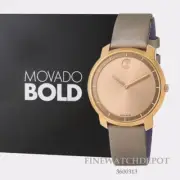 Authentic Movado Bold Women's Rose Pearl Leather Strap Watch 3600313