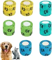 Pet Self Adhesive Bandage 8 Rolls, Vet Wrap Bulk, Injury Wrap Tape for Dogs, Breathable Vet Pet Wraps Puppies, Breathable, Elastic, for Cats, Dog, Horse, Pet and Others(4 Colors)