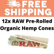 Raw Organic Hemp King Size Pre-Rolled Cone (Total 12 cones) FREE SHIPPING