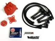 DISTRIBUTOR CAP ROTOR SPARK PLUG WIRE KIT FOR 96-00 HONDA CIVIC D16 EK BLACK C (for: Honda Civic)