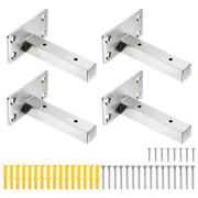 Floating Shelf Bracket,4 Pack 4 Inch Hidden Wall Mounted Shelf Supports(Silver)