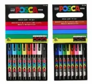 UNI POSCA Paint Marker Fine & Medium Point PC5M8C & PC3M8C TWIN PACK FAST SHIP