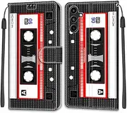 for Samsung Galaxy A15 Case, PU Leather Wallet Book Flip Folio Stand View Cover Pouch Compatible with Samsung A15 Phone Case - Audio Tape
