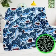 BORORO Glow in The Dark Shark Blanket - Cozy Shark Toys Birthday Gifts for Kids Boys 50x60 inch