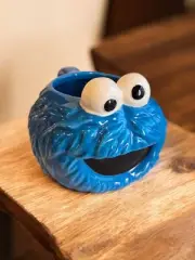 New Blue BioWorld Sesame Street Googly Eyes Cookie Monster Shape Coffee Tea Mug
