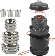 Camping Cookware Kit | Camping Pots and Pans Set | Camping Cookware Kit, Lightweight Pot Pan Kits for Backpacking, Outdoor Camping Hiking, and Picnic