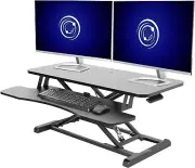 VIVO 91cm Desk Converter, Height Adjustable Riser, Sit to Stand Dual Monitor and