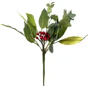 Christmas Red Berries with Leaves Spray 41cm