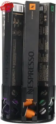 Coffee Pod Holder Carousel 360° Rack for 60 Nespresso Capsules Black Metal