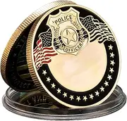 Thin Blue Line Police Challenge Coin - Dual-Sided Law Enforcement Commemorative with Gold Plating and American Flag Design - Honor and Protect Keepsake for Officers and Collectors
