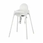 ANTILOP highchair with safety belt, white/white