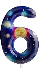 Planet Solar System Theme Candles,Birthday Number 6 Candles,Happy Birthday Candles,Theme Planet Space Cake Toppers for Boys Girls Kids Anniversary Celebrations Birthday Party