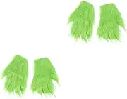 FOYTOKI 2 Pairs Gloves Xmas Gloves for Cosplay Festive Props Gloves Creative Green Hair Design