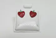 Strawberry Enamel Painted 925 STERLING SILVER Stud Earrings NEW