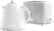 Daewoo Argyle SDA1830 1.7 Litre 3kw Jug Kettle and 2 Slice Toaster All In One Kitchen Matching Set Concealed Heating Element Easy Clean White
