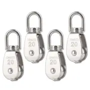 4PCS M20 Single Pulley Snatch Block 304 Stainless Steel Lifting Crane Swivel ...