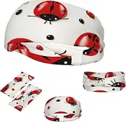 FJWSLCH Red Ladybug Headbands for Women Men Non Slip Workout Sweatbands Adjustable Sports Hair Bands Elastic Head Bands Moisture Wicking Hairband for Running, Cycling, Yoga, Spa