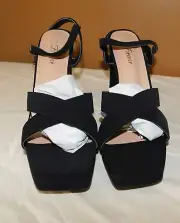 New Forever Black NUB Chunky High Heel Dress Sandal Shoes 8 1/2