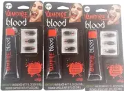 Lot 3 Blood 9 Capsules Mouth +3 Makeup Tubes Vampire Vampiress Halloween Costume