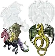 AFUNTA 2 Pcs 3D Dragon Silicone Molds, Animal Resin Molds Large Flying Dragon Shapes Epoxy Resin Molds for Wall Desktop, Cabinets Decor, Office Art Decoration
