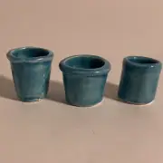 3 Stoneware Flower Pots Planters Jar 1:12 Scale Dollhouse Miniatures Handmade
