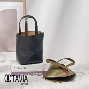 【OCTAVIA 8】時尚板塊 摺線幾何變形手提肩背小托特包- 摺線黑(立體包 托特包 手提肩背)