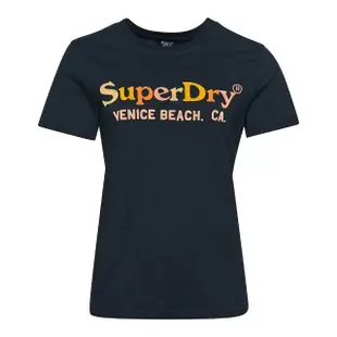 【Superdry】女裝 短袖T恤 Vintage Rainbow(海軍藍)